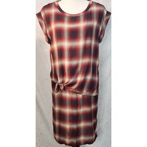 All Saints Heny Check Dress Plaid Grunge Shift Red Brown Flannel Boho 90s